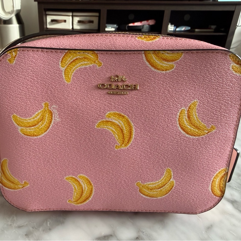 Coach Pink Bag with Yellow Banana Design